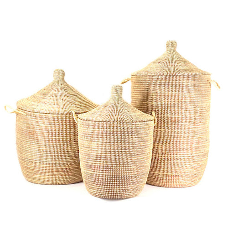 Large Dou Lid Storage Basket - Natural Monochrome